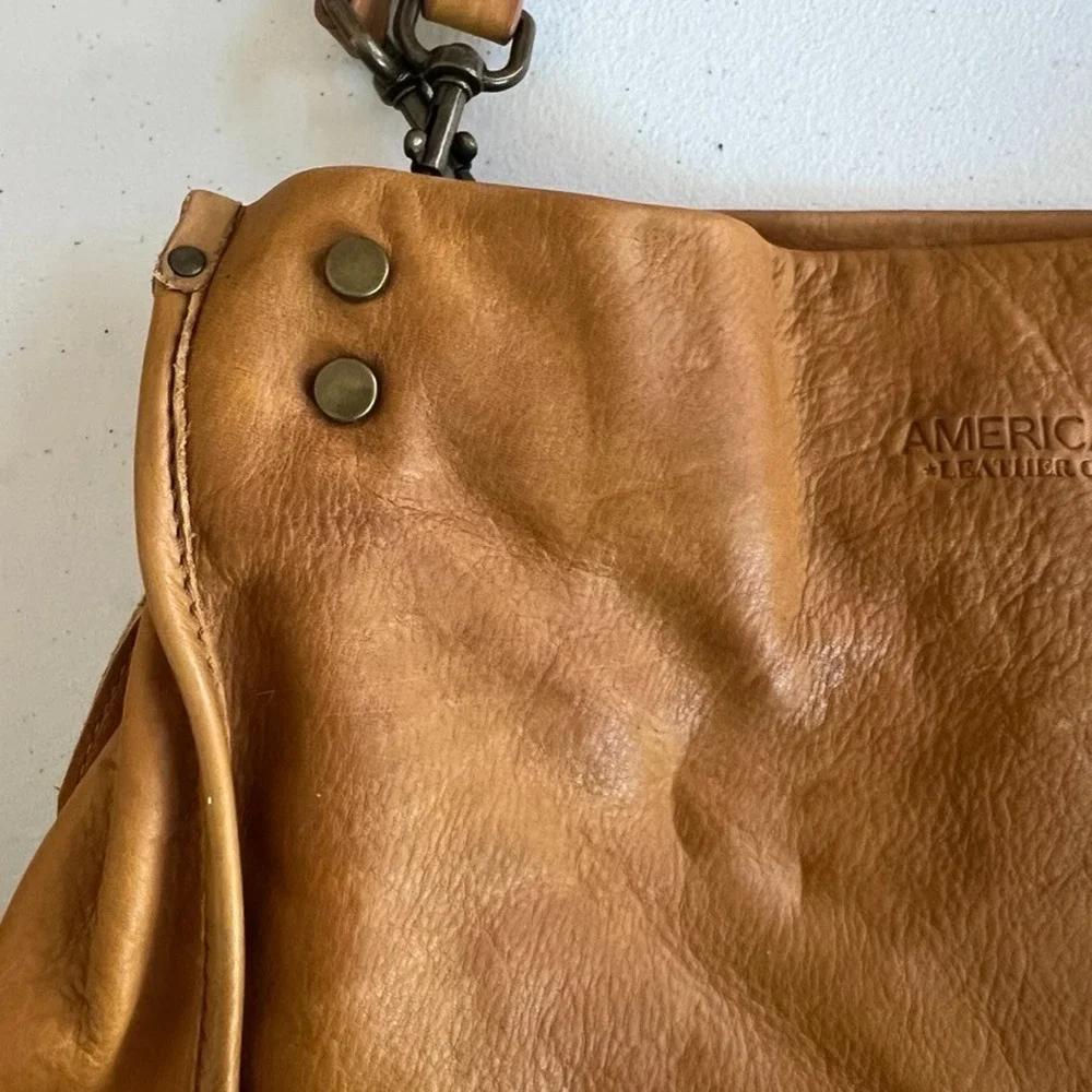 American Leather Co. Lenox Triple Entry Satchel Cafe Latte Tan Purse Handbag